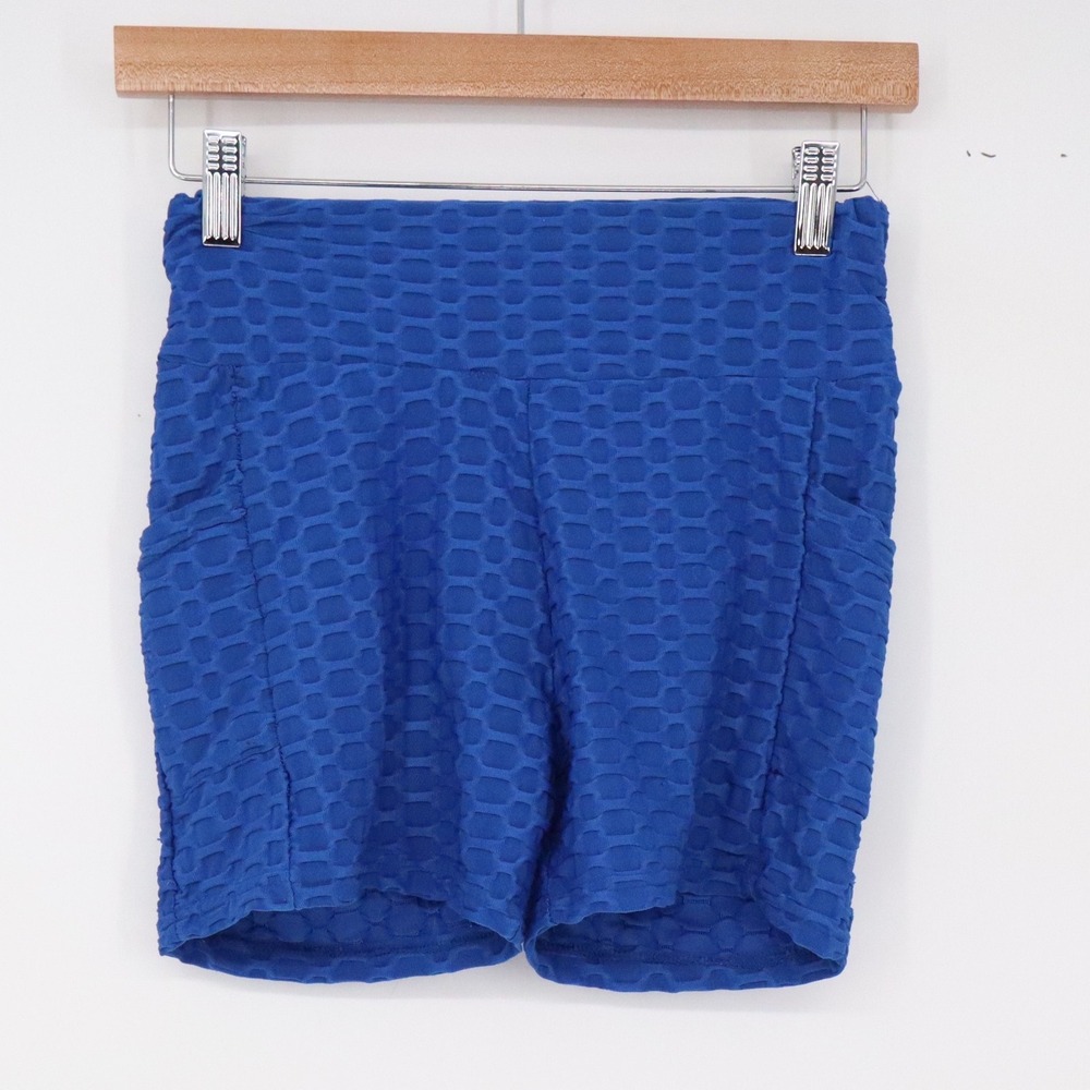 XJBOOST Shorts Womens S/M Honeycomb Scrunch Butt Royal Blue Textured Excellent